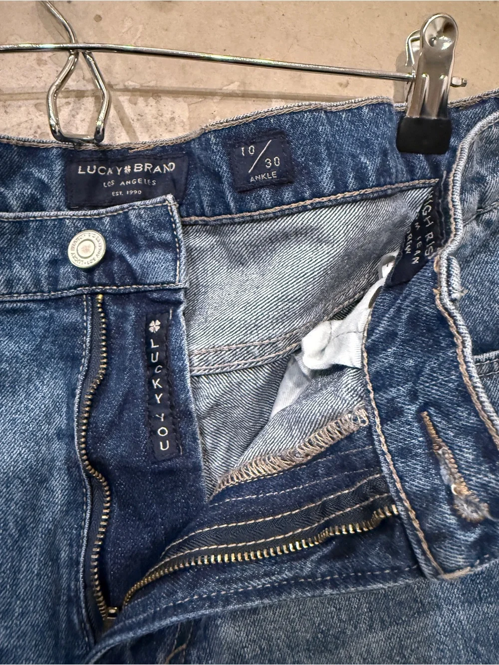 Lucky Brand Distressed Boyfriend Jeans in Medium Blue Wash